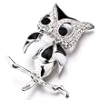 Cute Clear Swarovski Crystal April Birthstone Owl Brooches And Pins