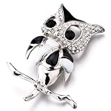 Cute Clear Swarovski Crystal April Birthstone Owl Brooches And Pins