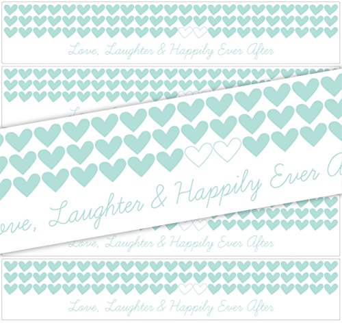 24 Hearts Waterproof Water Bottle Labels; “Love, Laughter & Happily Ever After” (Turquoise) 24 Hearts Waterproof Water Bottle Labels; “Love, Laughter & Happily Ever After” (Turquoise)