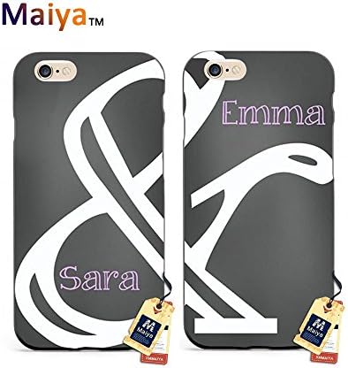 Best Friends Phone Cases BFF Phone Cases iPhone 6/6S,Beauty and Beast Best Friend Chalkboard Ampersand &amp; Personalized Name Matching Couple Phone Case for Girls Boys TPU Case Rubber Black 2 Pcs