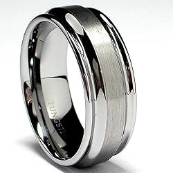 8MM High Polish / Matte Finish Men's Tungsten Ring Wedding Band Size 7.5