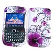 RIM BlackBerry Curve 9300 (T-Mobile) & Gemini Curve 8520 / 8530 Snap-On Protector Hard Case "Artistic Purple Flowers" Design (no belt-clip hole)
