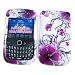 RIM BlackBerry Curve 9300 (T-Mobile) & Gemini Curve 8520 / 8530 Snap-On Protector Hard Case "Artistic Purple Flowers" Design (no belt-clip hole)