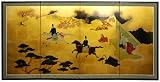 Stunning Big Large Size Wall Art - 6ft. Wide Heaven View Asian Style Gold Leaf Screen Painting - 36" x 72"