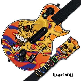 Skin Decal Cover for GUITAR HERO 3 III PS3 Xbox 360 Les Paul - Flaming Skull