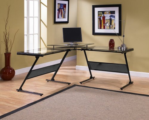 Delano Glass L-Shaped Desk - Z-Line Designs - ZL1429-1DU