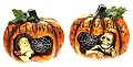 Season's Designs Halloween Decor Pair of 12-Inch Resin Pumpkin with LED Lights--Skeleton and Witch inside the Pumpkins!