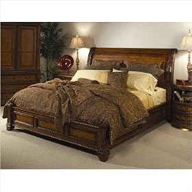 Bundle-47 Sonoma Low Profile Sleigh Bedroom Set in Distressed Cherry (6 Pieces) Size: King by Lansford Park