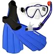 PROMATE Junior Snorkeling Scuba Diving Mask DRY Snorkel FULL FOOT Fins Set for kids
