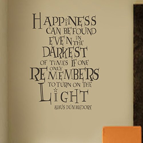 Harry Potter Dumbledore Quote Happiness Can Be Found Wall Typographic Inspirational Wall Decal Wall Letters Vinyl Home Art Decor Brown