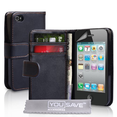 gadget geek - yousave accessories y1e8 6oxn etui cuir protection ecran pour iphone noir