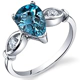 3 Stone 1.50 carats London Blue Topaz Ring in Sterling Silver Available in Size 5 thru 9