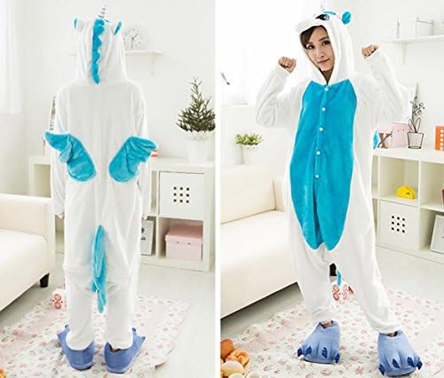 Adults Cartoon COSPLAY Costume Onesie Including Slippers (A Suitable for height 150-156cm, Blue unicorn)