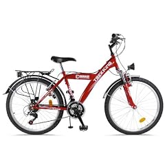 KINDERFAHRRAD 24 ZOLL "COURAGE" 18 GANG-SCHALTUNG DYNAMO KINDERRAD CITYBIKE FARBE: ROT