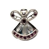 Angel Tac Birthstone Pin for February, Amethyst, with Inspirational Sentiment
