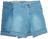 Little Girls' Denim Bermuda Shorts with Adjustable Waist
