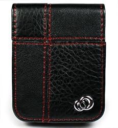 Apple 3rd Generation iPod Nano 4gb 8gb Video Premium Leather Flip Carrying Case with Rotating Belt Clip And Bundle with 3 Piece Shield Protector - Available in 5 Colors, MANHATTAN-BLACK (MP3 Player NOT Included)