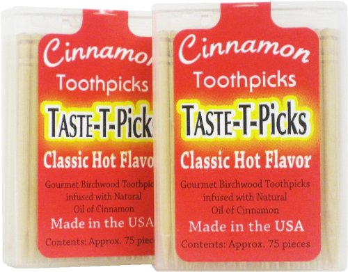 Grocery: Taste T Picks Natural HOT Cinnamon Flavored Toothpicks Twin Pack
