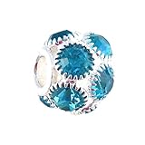 Pandora Style Charm Bead (Z341) Large Crystal Stones (14mm x 11mm) (fits Troll too) ~ Aqua Blue