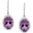 14K White Gold Amethyst and Diamond Earrings