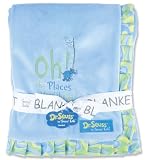 Trend Lab Dr. Seuss Ruffle Trim Receiving Blanket, Oh! the Places You'll Go! Blue