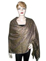 Antique Purple Pink Paisley Reversible Pashmina Shawl