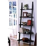 Contemporary Dark Espresso Finish 5-Tier Ladder Book Shelf