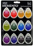 Tsukineko 12-Piece Assortment Memento Dew Drops Fade-Resistant, Gum Drops