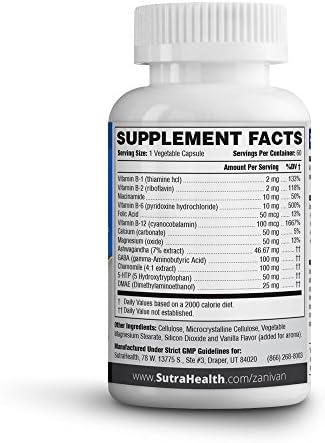 Zanivan Anxiety Pills for Relief and Natural Relaxant Supplement - Advanced Pharmaceutical Grade Formulation for Stress Relief and Mood Swings - Feel Calm and Relax Faster -Safe and Effective 60 Day Supply (120 Capsules)