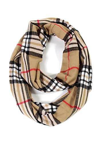 Scarfand Plaid Tartan Checker Block Infinity Scarf (CF Camel)