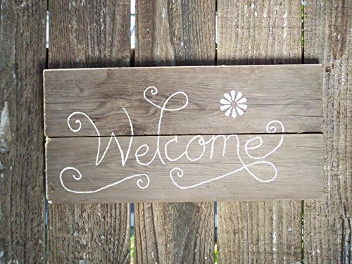 9 x 17 inch Handmade Rustic Welcome Sign on Genuinely Aged Reclaimed Barn Wood