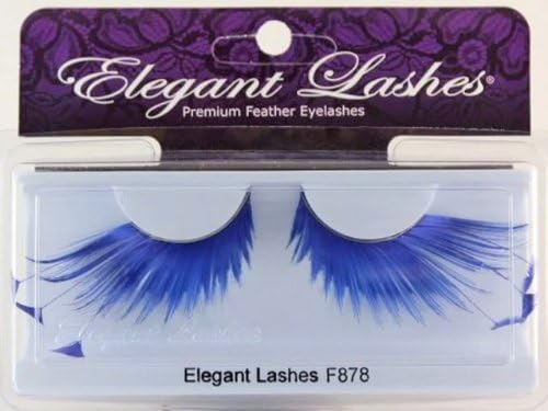 F878 Premium Blue Feather False Eyelashes Halloween Dance Rave Costume