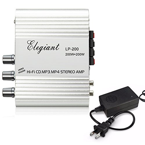 ELEGIANT 200W 12V Mini Hi-Fi Amplifier Booster Radio MP3 Stereo for Car Motorcycle Home with Power Adapter