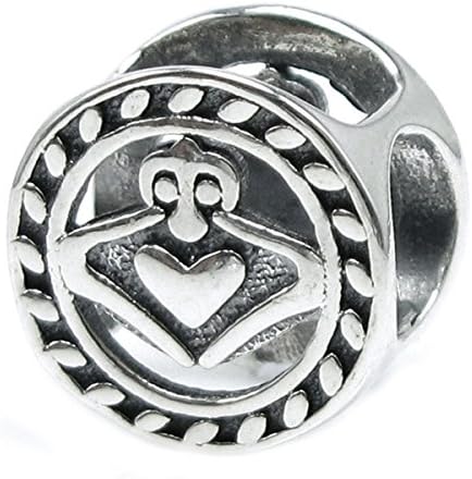 Dreambell 925 Sterling Silver Round Claddagh Fede Ring Celtic Bead for European Charm Bracelets