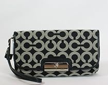 Hot Sale Coach Signature Op Art Kristin Capacity Wristlet Clutch Bag 45131 Black White