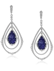 Judith Ripka "Sophia" Double Pear Blue Drop Earrings