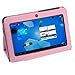 Foxnovo 4 in 1 PU Flip Case Screen Guard Stylus Pen Cleaning Cloth Set for Q88 Q8 7-inch Andriod Tablet PC Pink