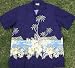 Apparel : Navy Purple Palm Tree, Hawaiian shirt