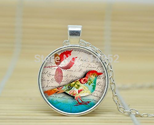 VintaStore Art Glass Necklace Colorfull Bird Necklace Bird Pendant Bird Jewelry A1267