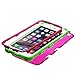 Iphone 6 plus case, Luckyphone (TM) Slim Fit IPhone 6 Plus (5.5 inch) Hybrid Triple Layer Tuff Verge Merge Shield Heavy Duty Hard Cover Fitted Skin Case Protector + Clear LCD Screen Protector Shield Guard + Touch Screen Stylus Pen (Hot Pink/Green TUFF)