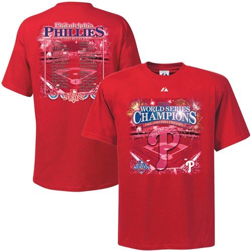 Buy Majestic Philadelphia Phillies 2008 World Series Champions Red Champs Victory Roster T-shirt by Majestic