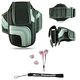 Black Adjustable Deluxe Sportband / Workout Armband with Adaptable Neck Str ....