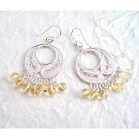 Bohemian Sterling Silver and Stone Earrings