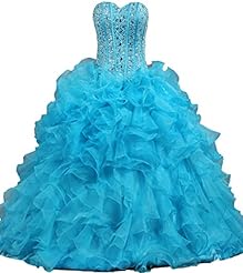 Sweetheart Organza  Beaded   Ball Gown Prom Dress/Quinceanera Dress  With Ruffles