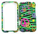 HTC Freestyle Transparent Design, Colorful Peace Signs on Green Zebra Hard  ....
