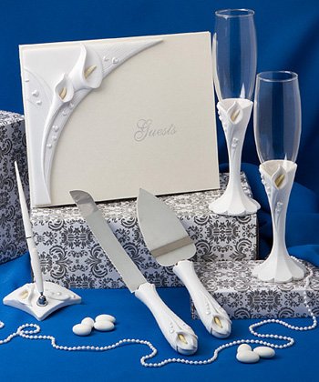 Calla Lilly Wedding Set - Guest Book, Pen,Toasting 