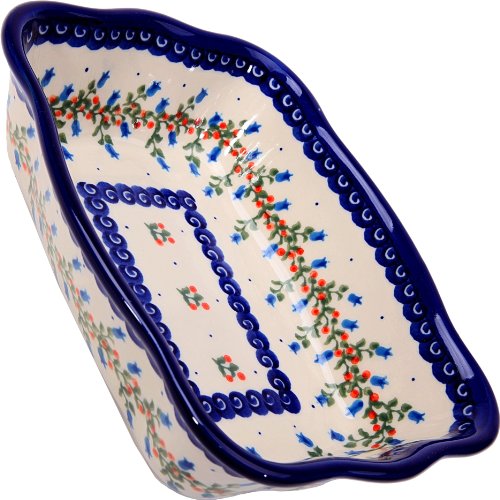 Polish Pottery Ceramika Boleslawiec-1208/166 Motif Fala Baker Royal Blue Patterns, Small