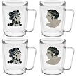 Greek Man & Greek Woman 18 oz Insulated Beverage Tumbler Mug Set, Clear, (4)