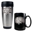 San Antonio Spurs NBA Stainless Steel Travel Tumbler & Black Ceramic Mug Set - Primary Logo by Great American Products