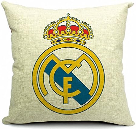 myGadgets® Retro Cotton Linen Square Shell Decorative Throw Pillow Case Cushion Cover 18" X 18" (Real Madrid)